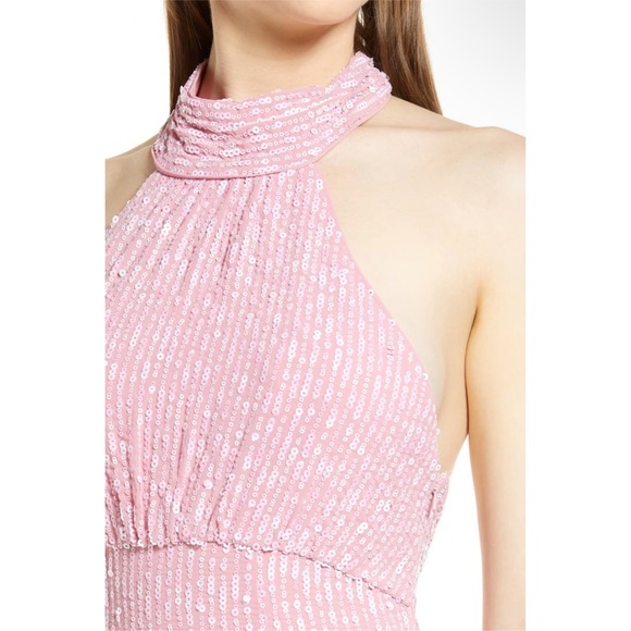 NWOT SAYLOR Audie Sequin Halter Maxi Dress In Pink - Picture 2 of 8